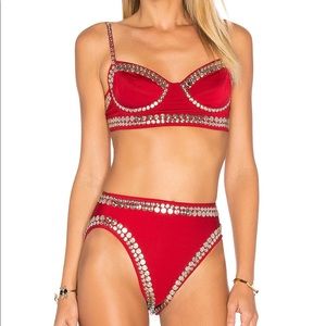 NWT Norma Kamali Red Stud Underwire Bikini Set (XS)